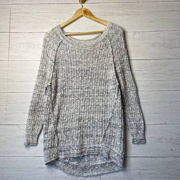 Free People Sweater Womens SZ S/P Raw Edge Inside Out Open Knit Tunic Boho Indie - Picture 5 of 16